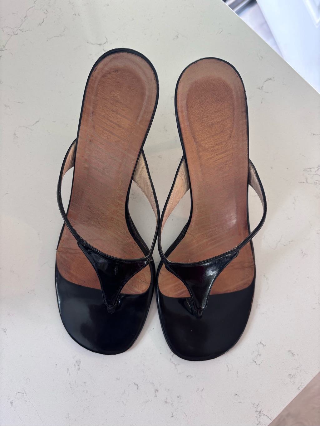 Eve Jimmy Choo Patten Leather Thong Kitten Heel